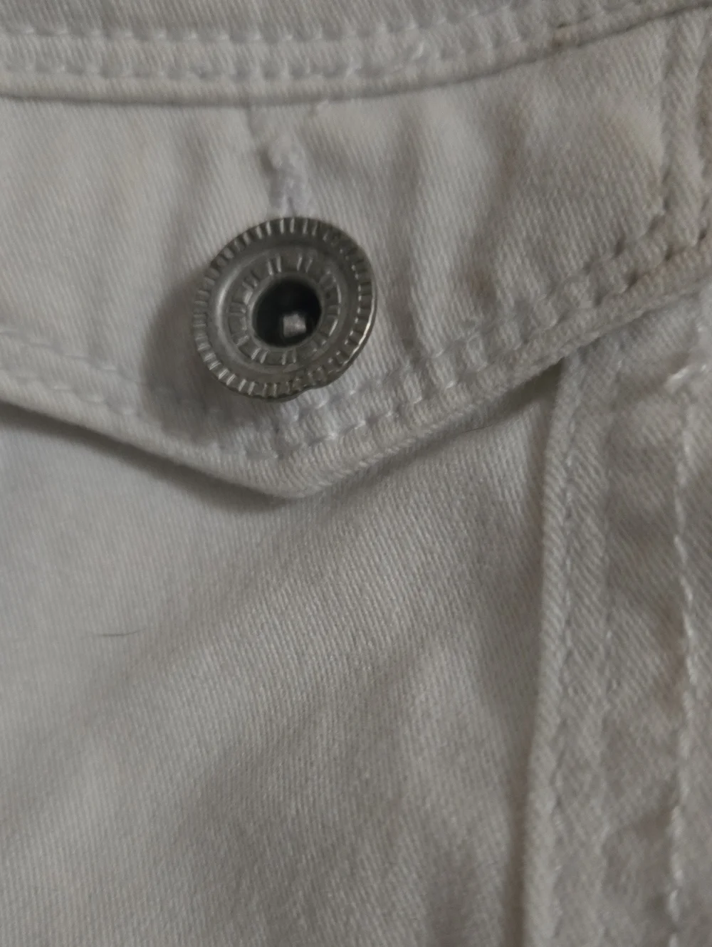Girls Crop White Denim Jacket - Classic Button Front